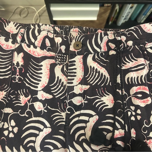 Figue Zulu Straight Leg Brown and Pink Print Cotton Cropped Pants Size M - Picture 9 of 16